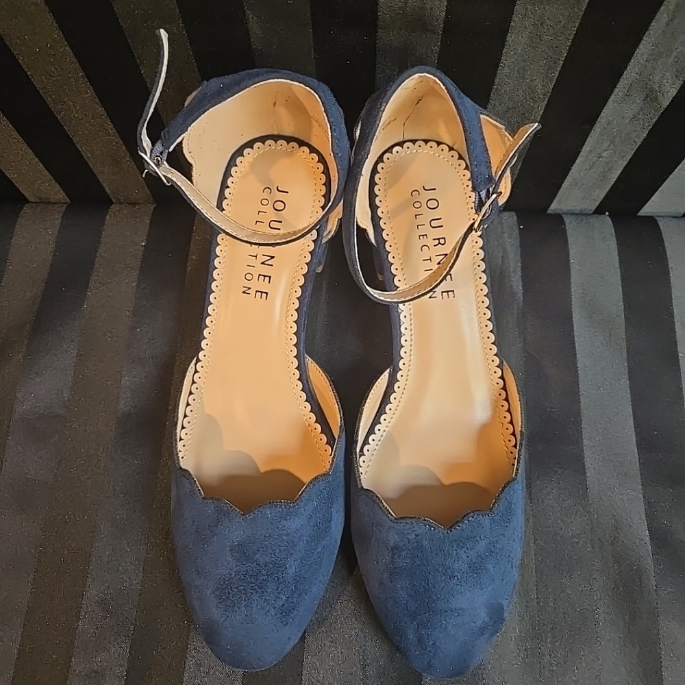 New No Box Journee Collection Women's US 8 Edna Pump Heels Navy Blue - Picture 6 of 13